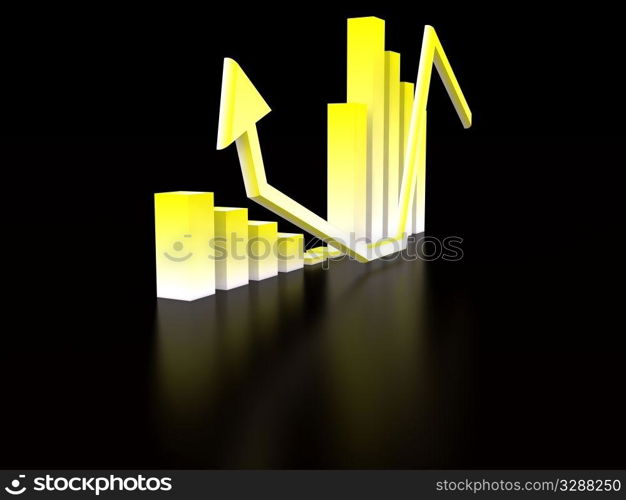 crisis finances diagram. 3d