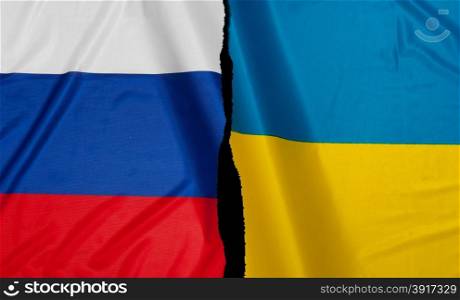 Crisis - Russian Flag and Ukrainian Flag