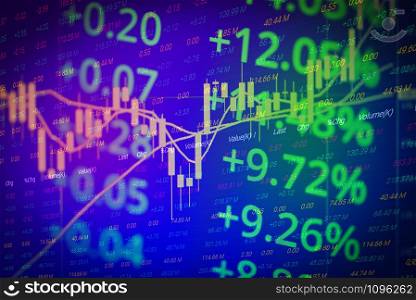 Crisis stock market graph business forex trading and analysis investment indicator of financial board display double exposure money price stock chart exchange growth and digital background