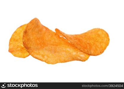 Crisps. Potato paprika chips isolated on white background
