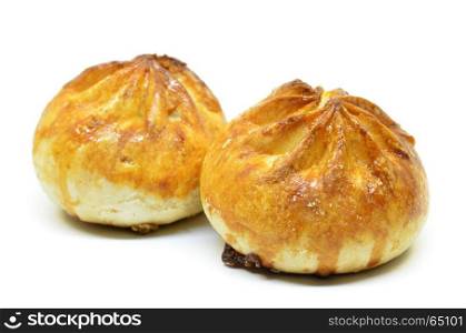 Crispy BBQ roasted chicken buns isolated on white background