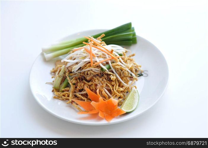 Crispy Chicken Pad Thai. Rice noodles stir-fried with egg, scallions, bean sprouts and ground peanuts topped with crispy chicken.
