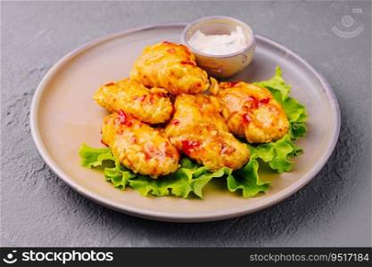crispy fried korean chicken wings in galbi sauce
