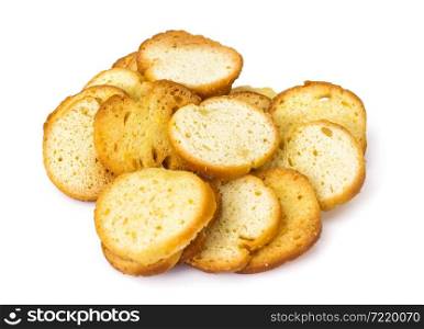 Crispy fried slices of bread. Studio Photo. Crispy fried slices of bread