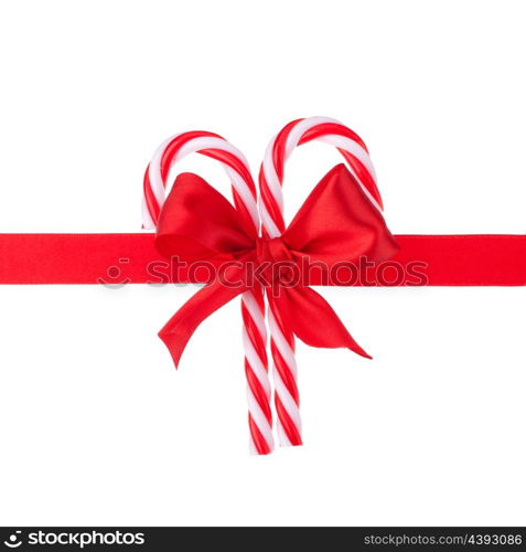 Cristmas gift ribbon and bow isolated on white