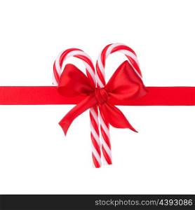 Cristmas gift ribbon and bow isolated on white