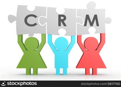 CRM - Customer Relationship Management puzzle in a line image with hi-res rendered artwork that could be used for any graphic design.