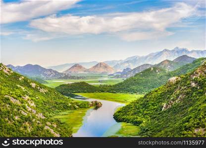 Crnojevica river in Mountains of Montenegro at summer day. Crnojevica river in Mountains
