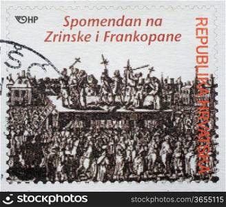 CROATIA - CIRCA 2012: Memorial stamp dedicated to the Zrinski and Frankopan printed in Croatia, circa 2012