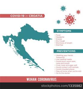 Croatia Europe Country Map. Covid-29, Corona Virus Map Infographic Vector Template EPS 10.