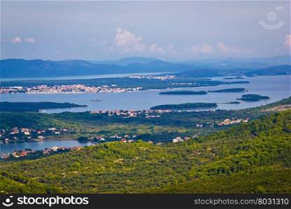 Croatian islands archipelago aerial view, bay of Pasman island