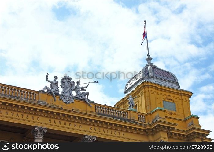 Croatian national theater in Zagreb by day detail
