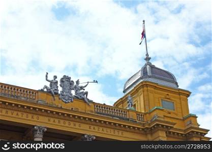 Croatian national theater in Zagreb by day detail