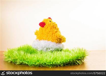 Crochet chicken with eggs in the nest. Easter decorations. Crochet chicken