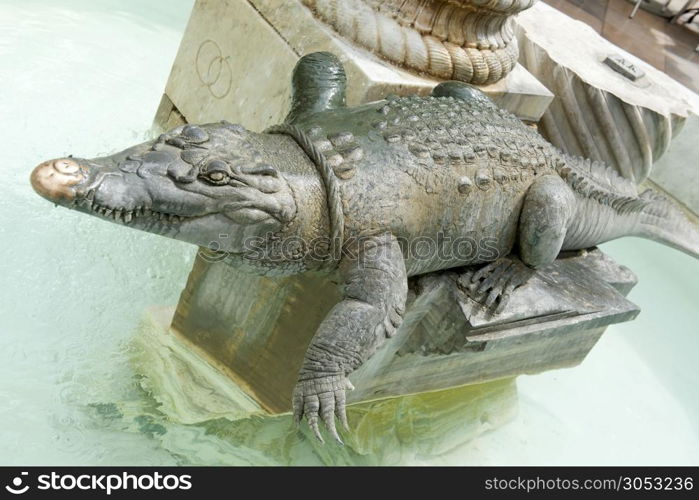crocodile statue, Nimes symbol in Languedoc Roussillon, France