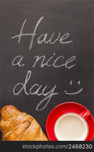 croissant coffee with morning message