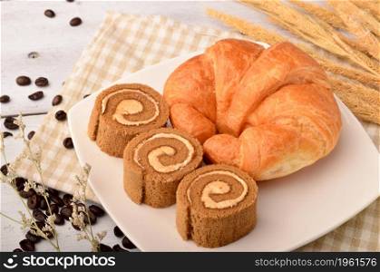 croissant with coffee bean