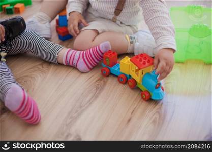 crop children floor with toys