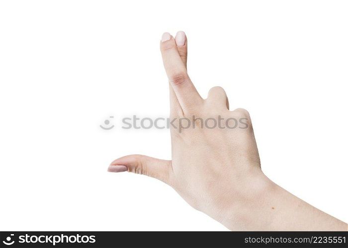 crop hand crossing fingers