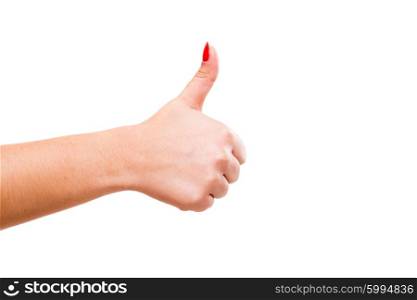 Cropped image of a hand giving a thumb&rsquo;s up