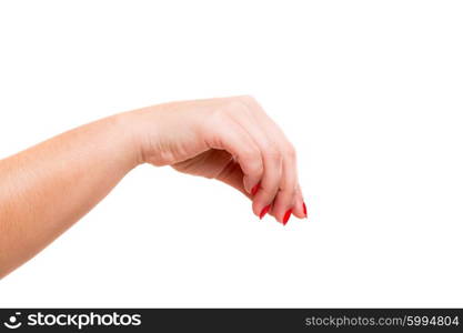 Cropped view of a female hand picking something up