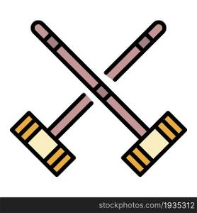 Croquet cross mallet icon. Outline croquet cross mallet vector icon color flat isolated. Croquet cross mallet icon color outline vector