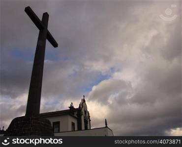 cross and church in azores island
