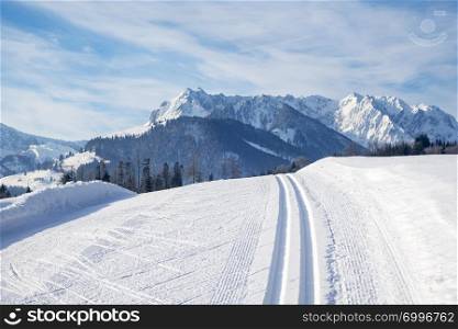 cross country ski track and the Kaiser