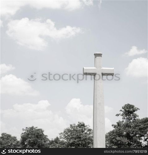 Cross. crucifix of black and white photographs with depressed mood.