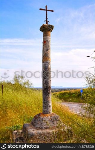 Cross near Merida at the Via de la Plata way in Extremadura of spain