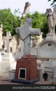 Cross on grave in cemetery in Coptic Christian region of Cairo in Egypt