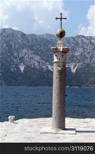 Cross on the island near Perast, Montenegro