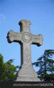 Cross ornament in a grave in the Provence, France