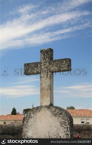 Cross ornament in a grave in the Provence, France