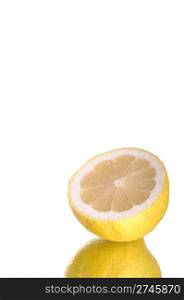 cross section of a lemon isolated on white background