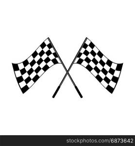 Crossed black and white checkered flags logo conceptual of motor sport, isolated on white. Crossed waving black and white checkered flags logo conceptual of motor sport, isolated on white