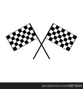 Crossed black and white checkered flags logo conceptual of motor sport, isolated on white bg. Crossed black and white checkered flags logo conceptual of motor sport, isolated on white