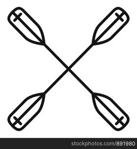 Crossed kayak paddle icon. Outline crossed kayak paddle vector icon for web design isolated on white background. Crossed kayak paddle icon, outline style