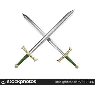 Crossed swords isolated on white background