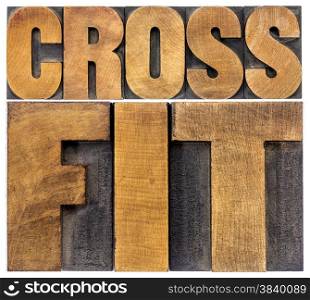 crossfit word abstract - isolated text in letterpress wood type