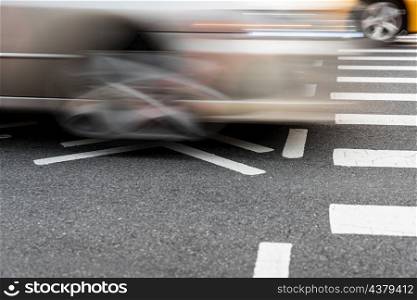 crossing cars road closeup