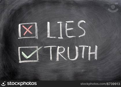 Crossing out lies and choosing truth on a blackboard