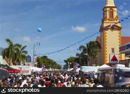 Crowd at a carnival, Little Havana, Miami, Florida, USA