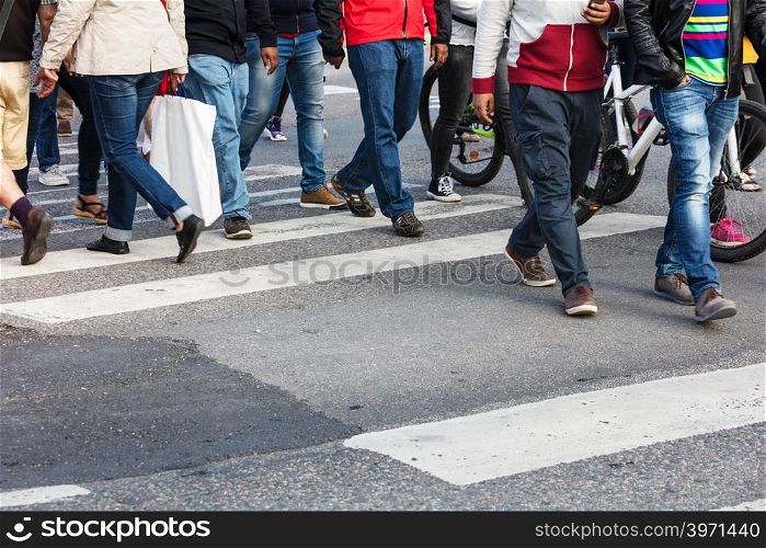 crowd at the crossroads in a modern city