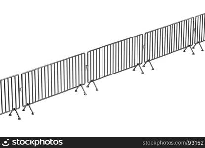 Crowd control barriers on white background