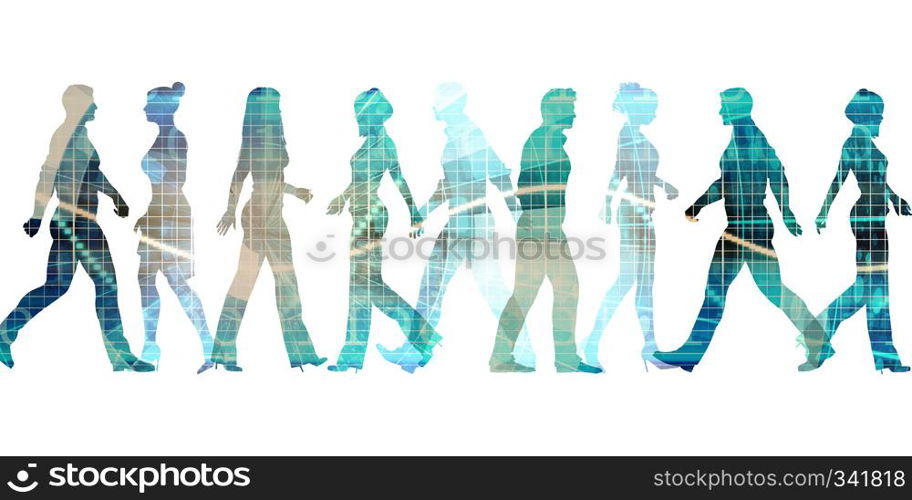 Crowd of People Walking as a Business Concept. Crowd of People Walking