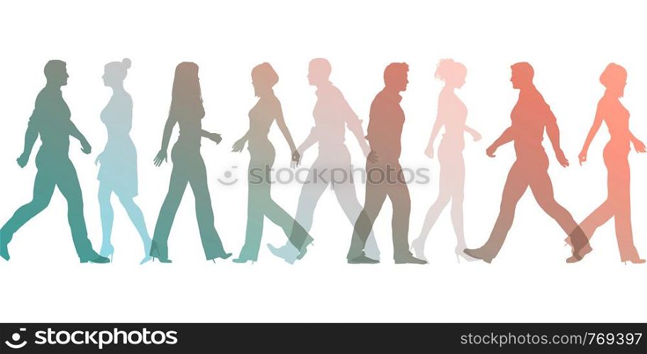 Crowd of People Walking as a Business Concept. Crowd of People Walking