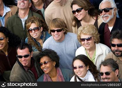 Crowd wearing sunglasses