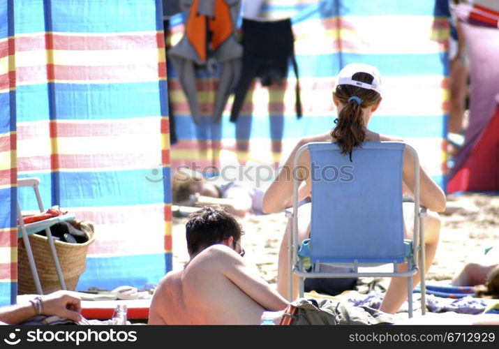 crowded beach in the sun