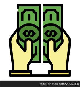 Crowdfunding money icon. Outline crowdfunding money vector icon color flat isolated. Crowdfunding money icon color outline vector
